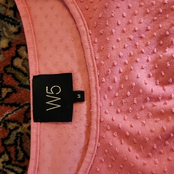 W5 Swiss Dot Front Tie Salmon Pink Top M - Picture 6 of 8